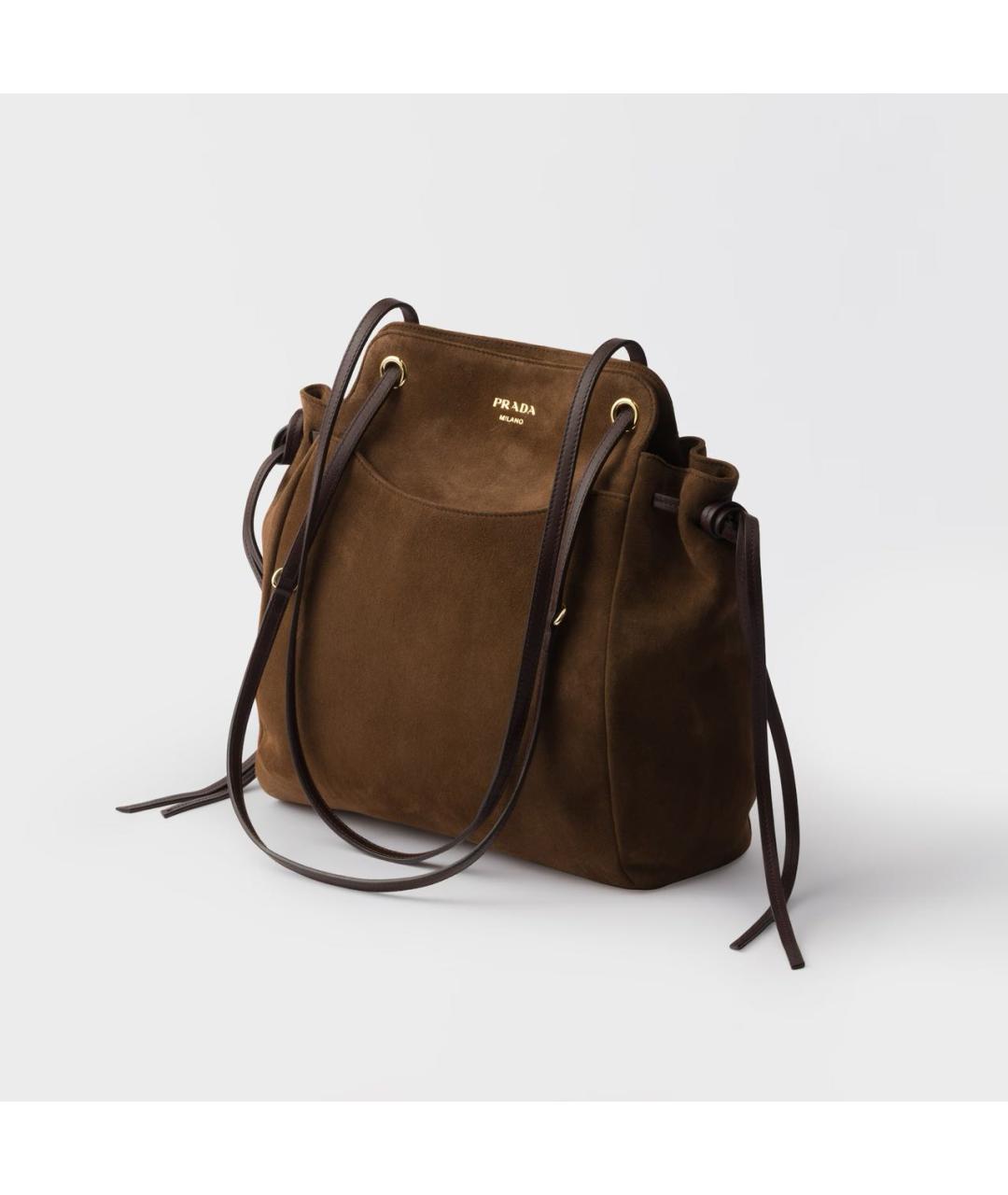 PRADA Коричневая замшевая сумка тоут, фото 2