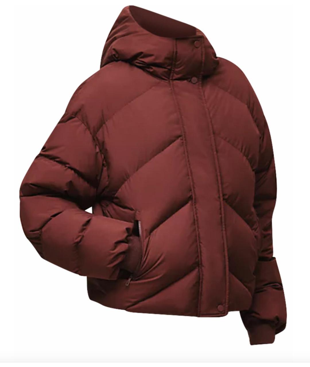 HERMES Бордовый полиэстеровый пуховик, фото 2
