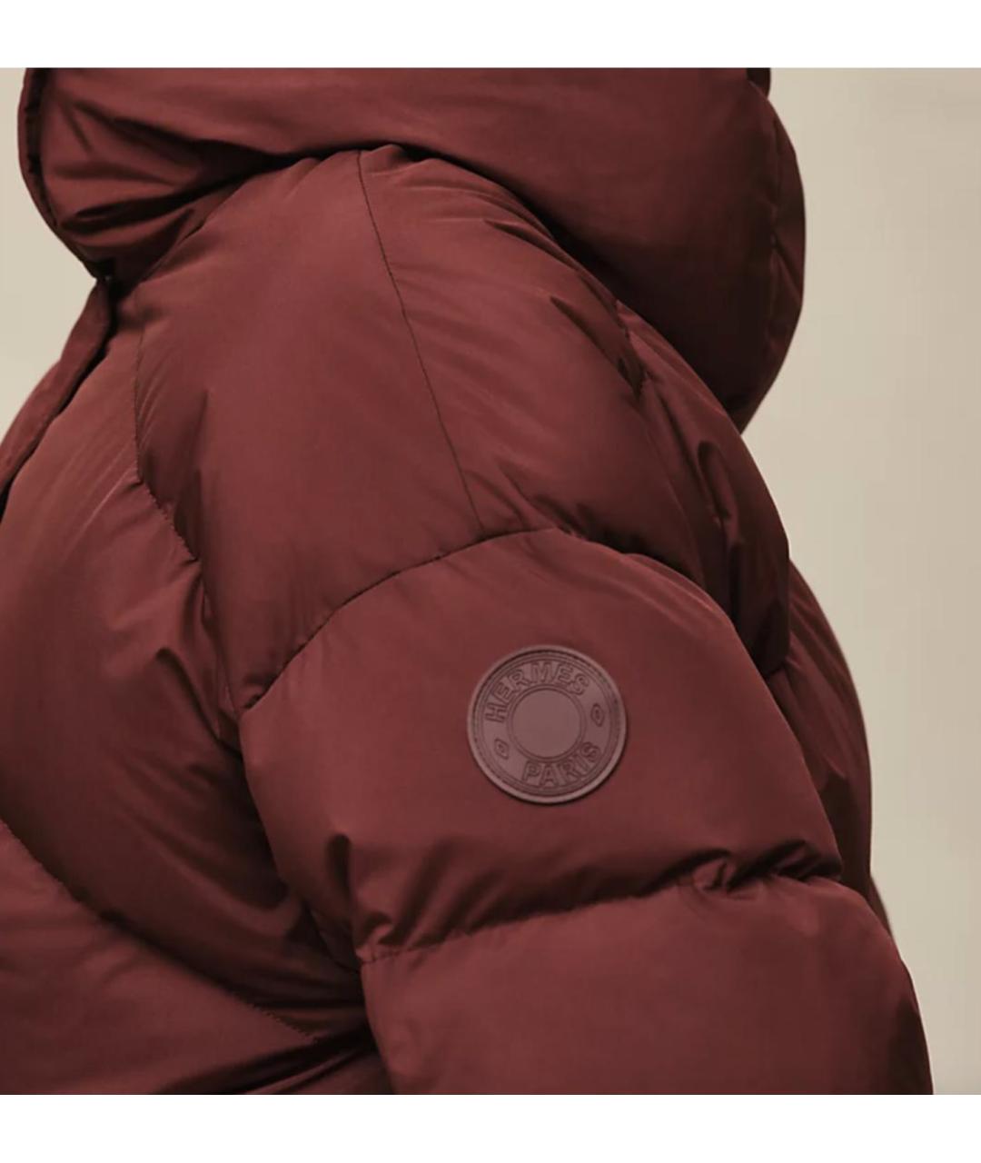 HERMES Бордовый полиэстеровый пуховик, фото 4