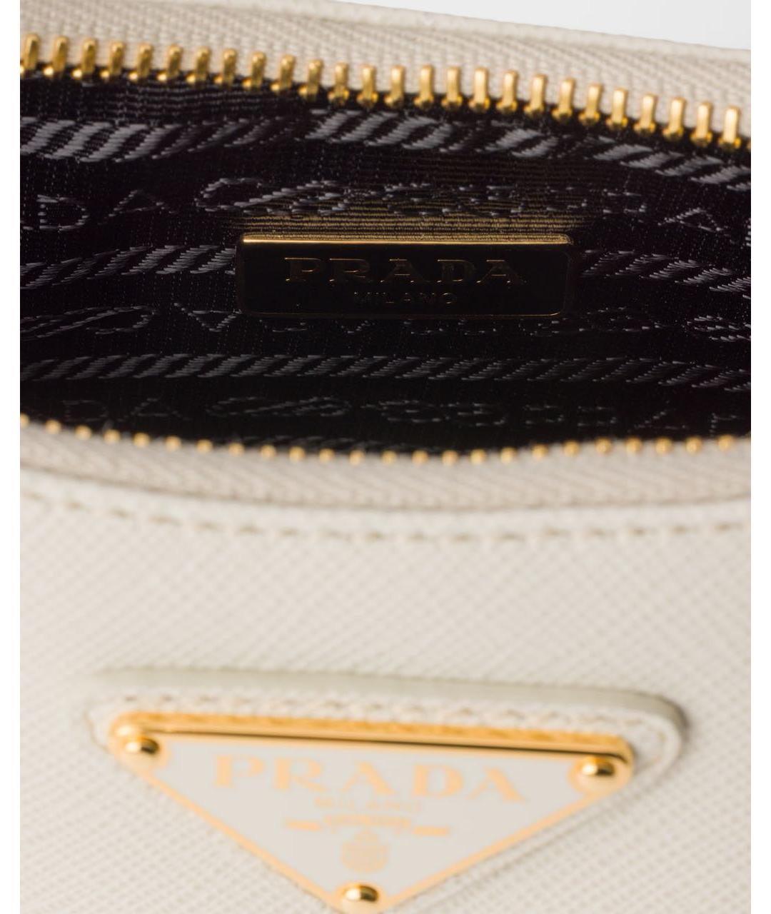 PRADA Белая кожаная сумка через плечо, фото 4