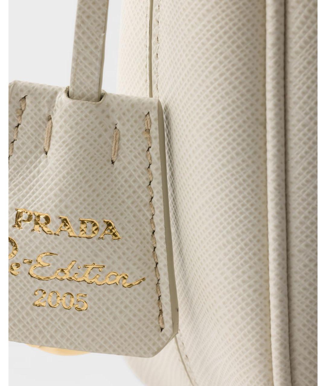 PRADA Белая кожаная сумка через плечо, фото 5