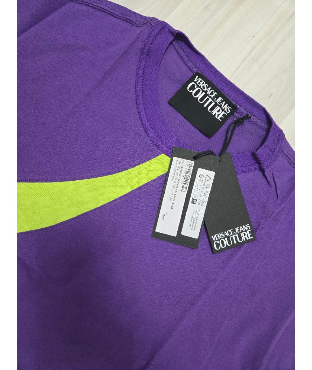 VERSACE JEANS COUTURE Фиолетовая хлопковая футболка, фото 4