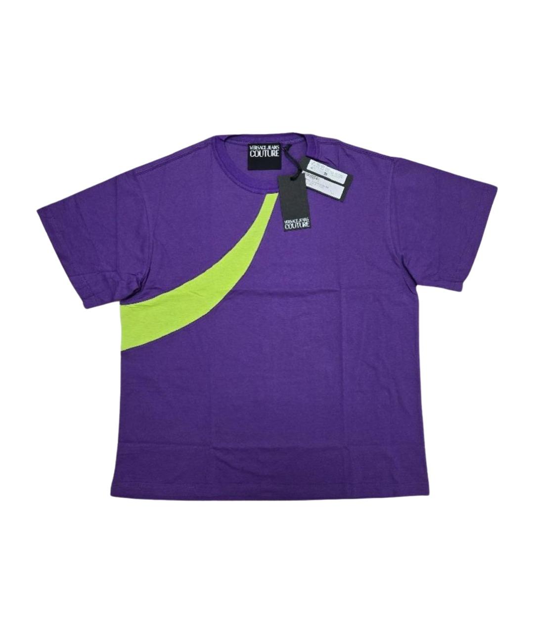 VERSACE JEANS COUTURE Фиолетовая хлопковая футболка, фото 1