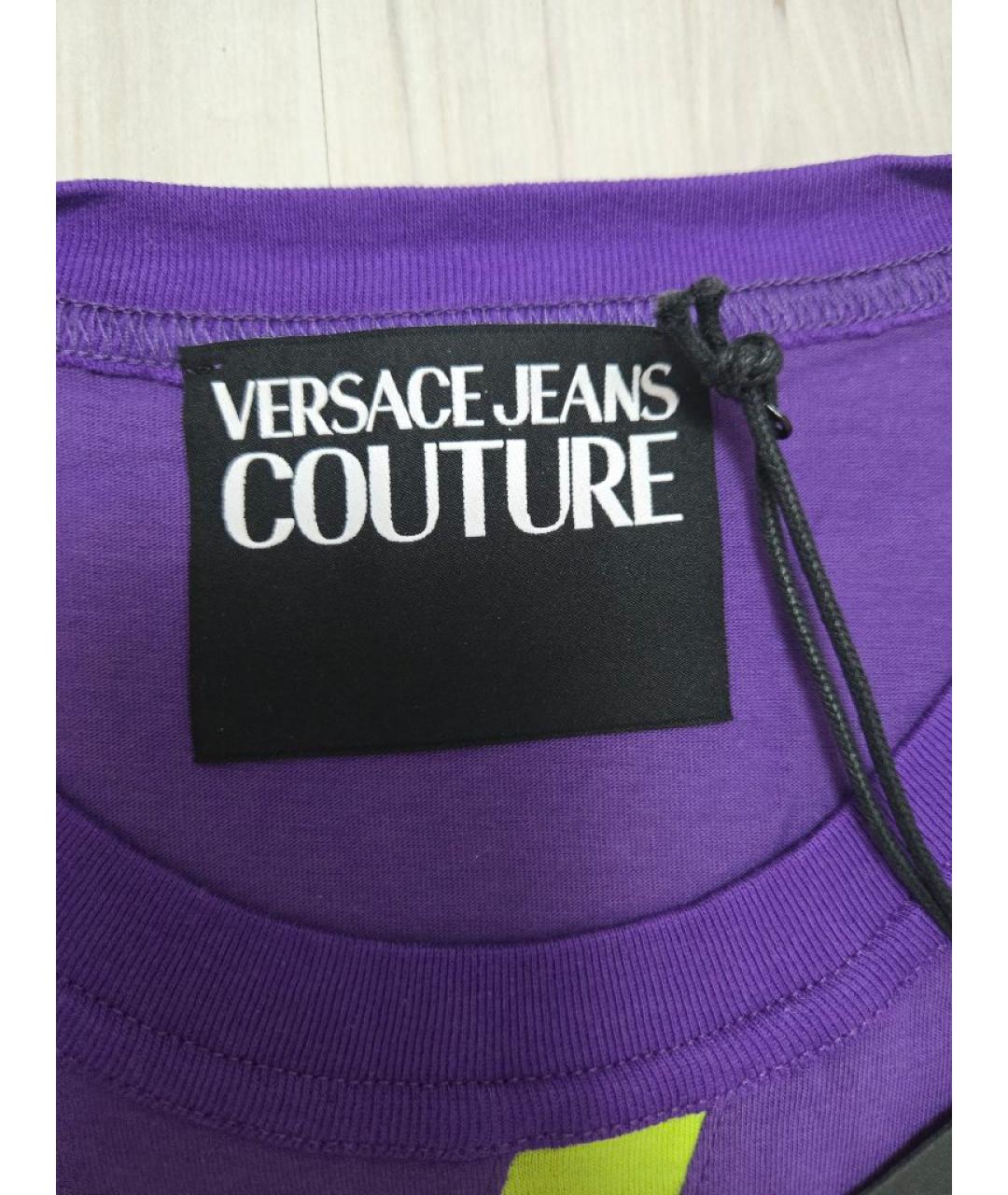 VERSACE JEANS COUTURE Фиолетовая хлопковая футболка, фото 3