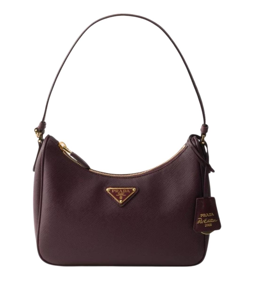 PRADA Бордовая кожаная сумка через плечо, фото 1