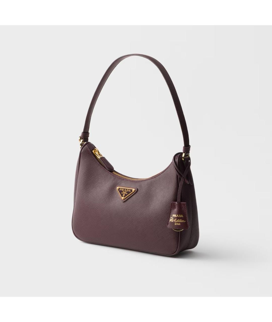 PRADA Бордовая кожаная сумка через плечо, фото 2