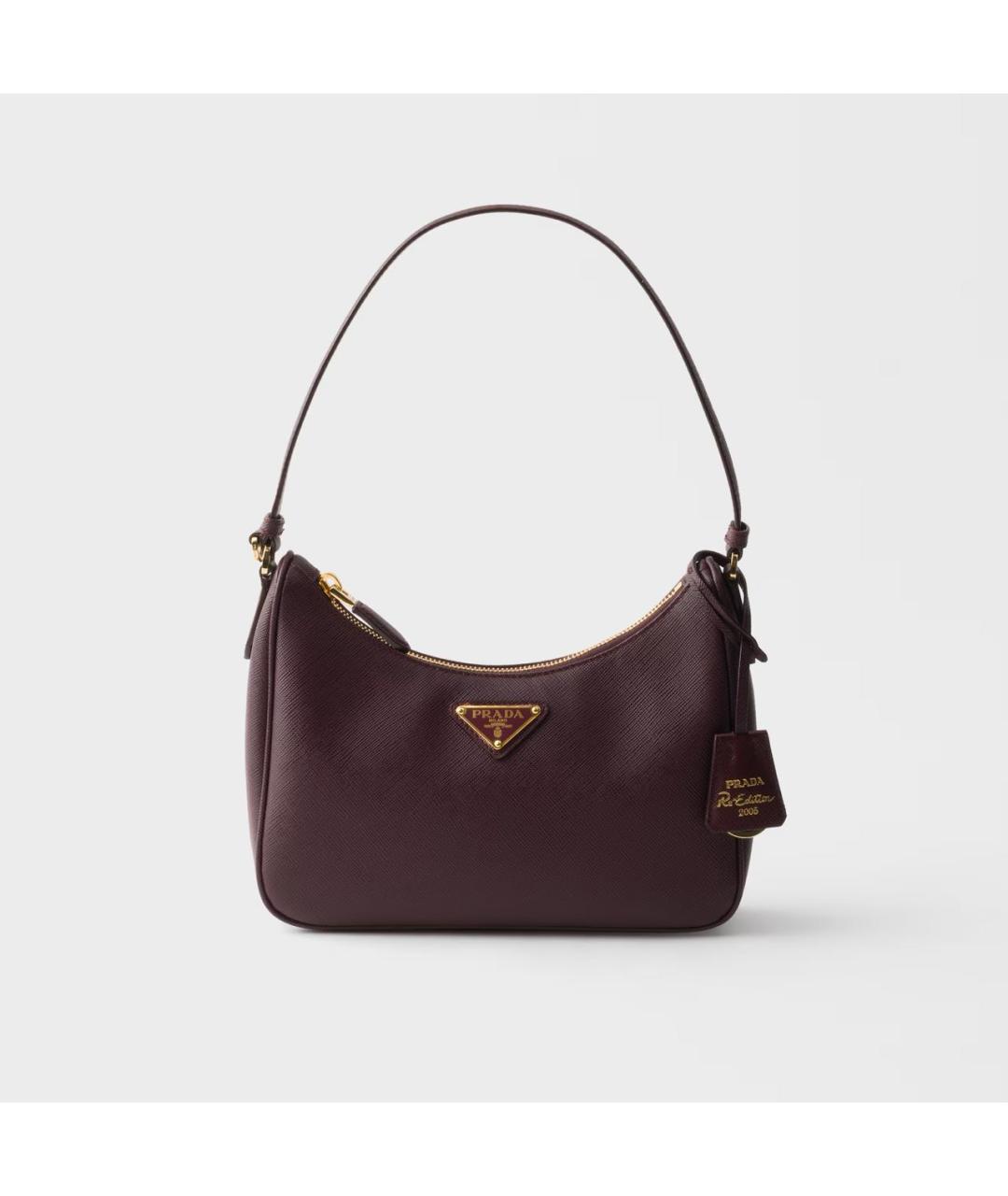 PRADA Бордовая кожаная сумка через плечо, фото 6