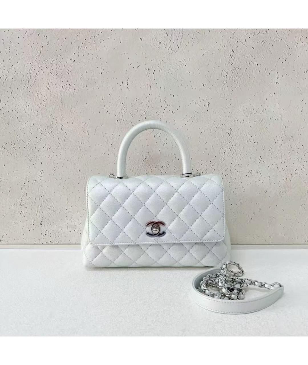CHANEL Белая кожаная сумка через плечо, фото 6