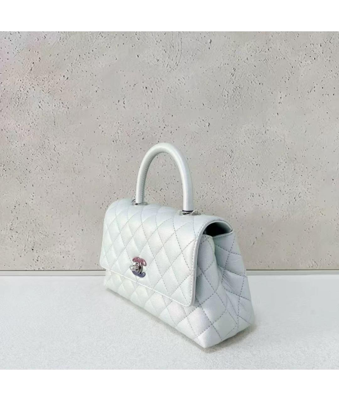 CHANEL Белая кожаная сумка через плечо, фото 4