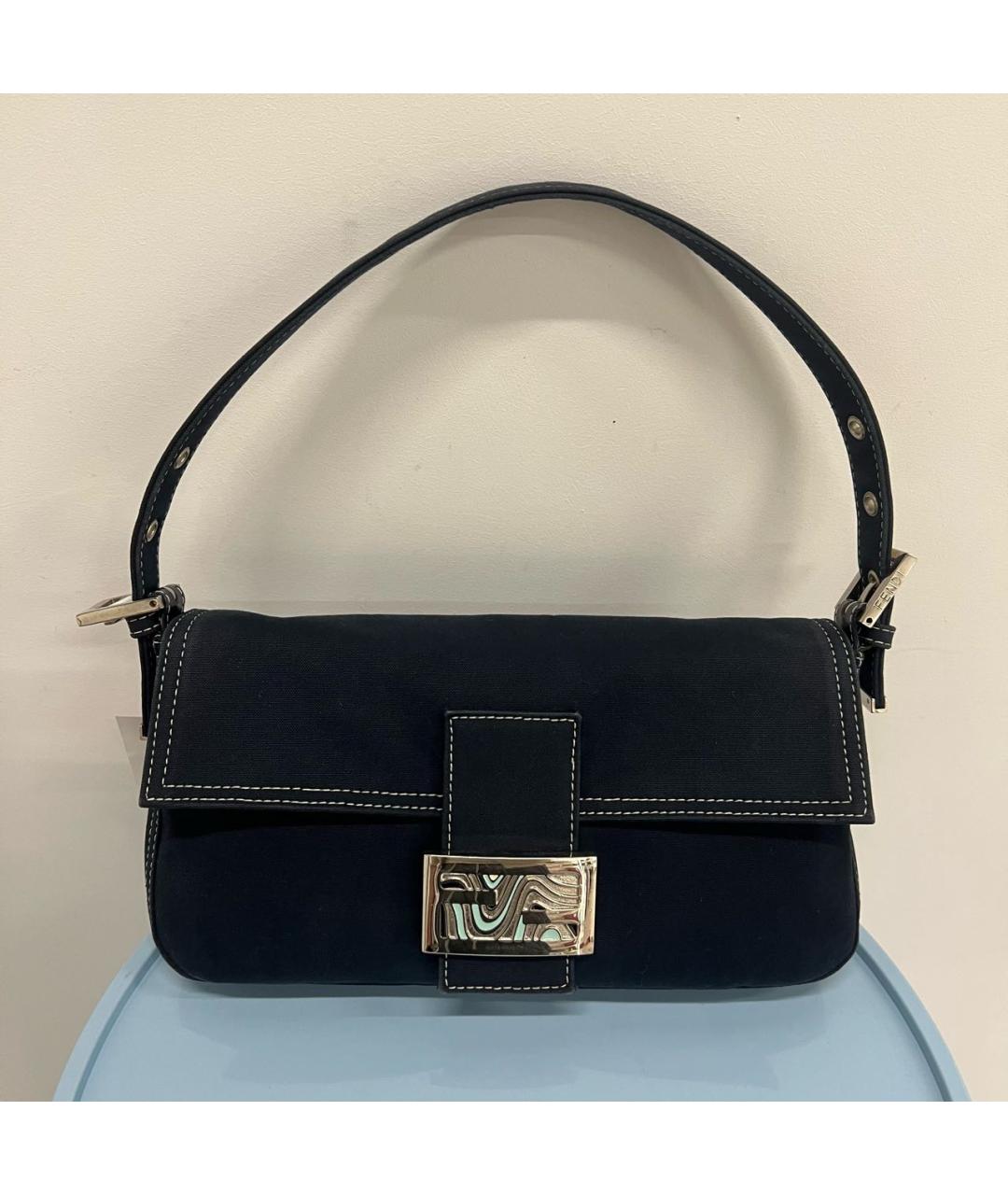 FENDI Темно-синяя деним сумка с короткими ручками, фото 9