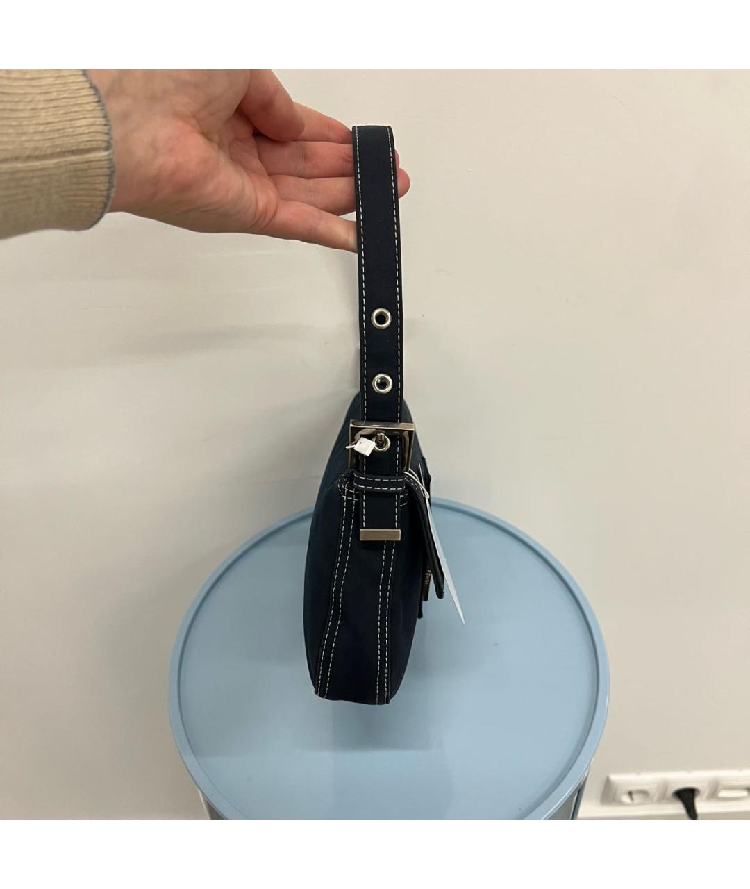 FENDI Темно-синяя деним сумка с короткими ручками, фото 3