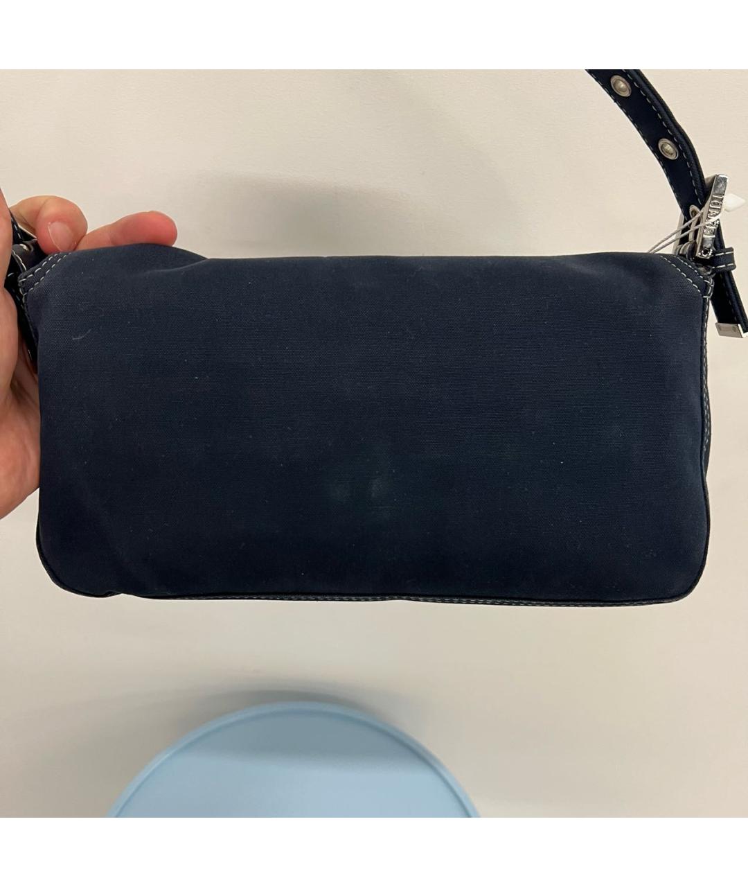 FENDI Темно-синяя деним сумка с короткими ручками, фото 5