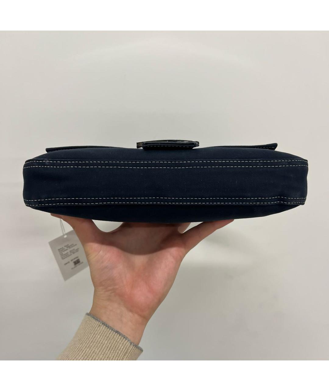 FENDI Темно-синяя деним сумка с короткими ручками, фото 7