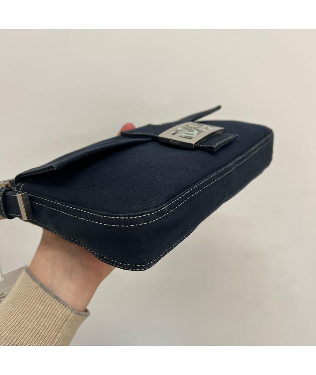 FENDI Темно-синяя деним сумка с короткими ручками, фото 8