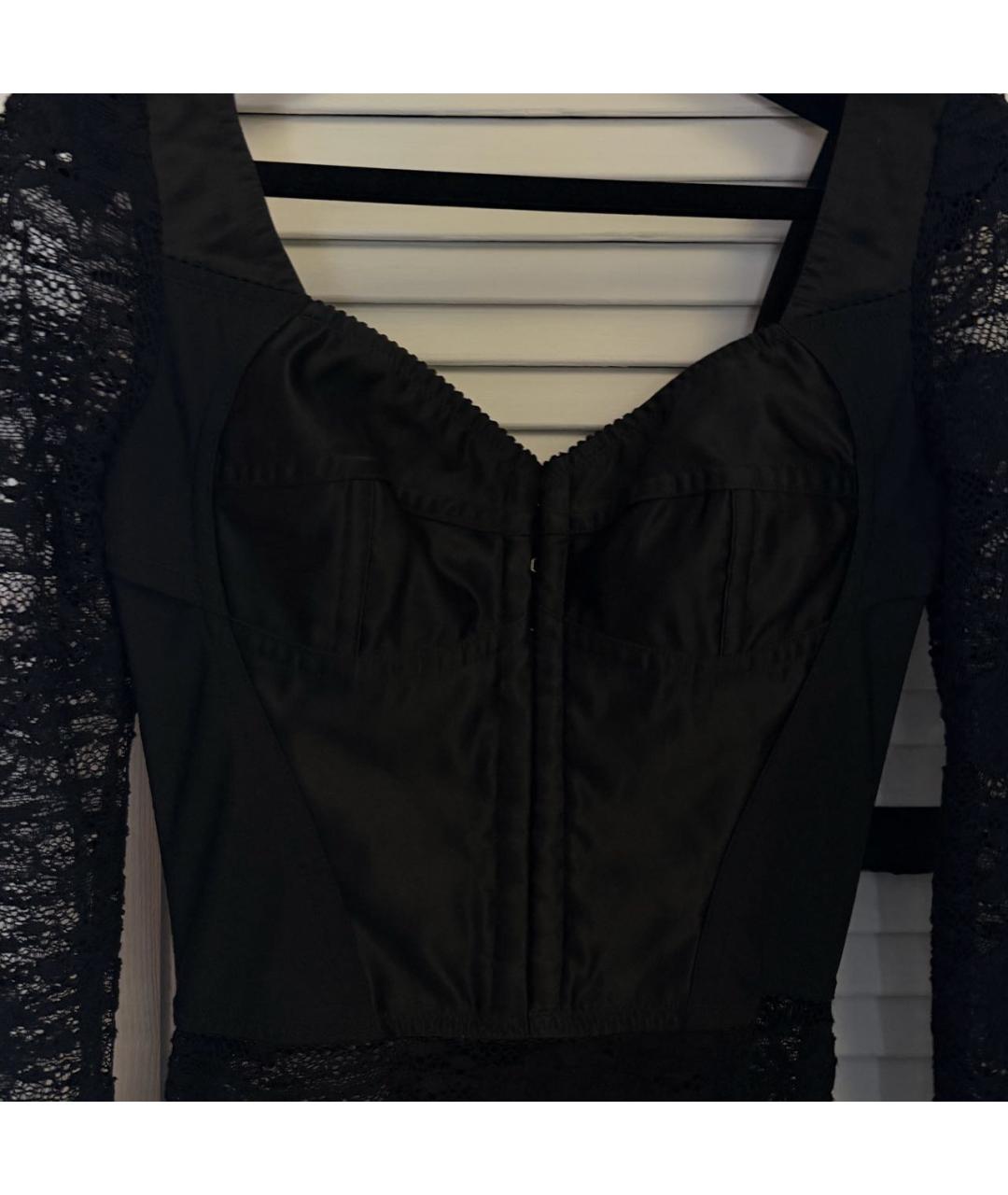 DOLCE&GABBANA Черное атласное коктейльное платье, фото 4
