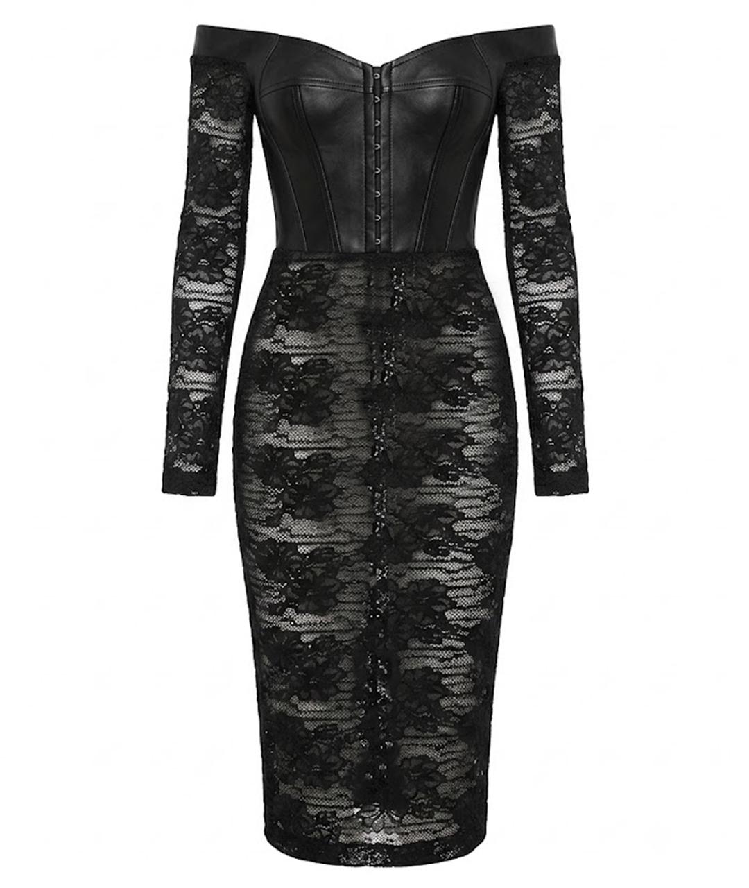 DOLCE&GABBANA Черное атласное коктейльное платье, фото 1
