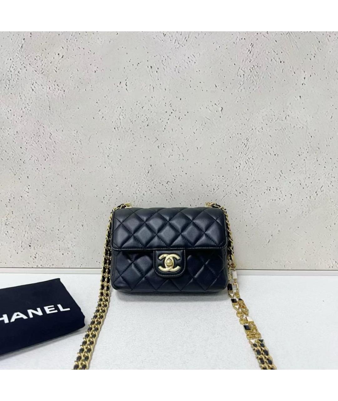 CHANEL Черная кожаная сумка через плечо, фото 6