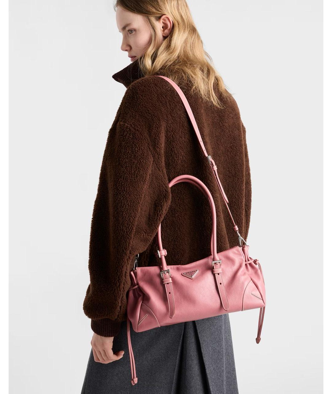 PRADA Розовая кожаная сумка тоут, фото 6