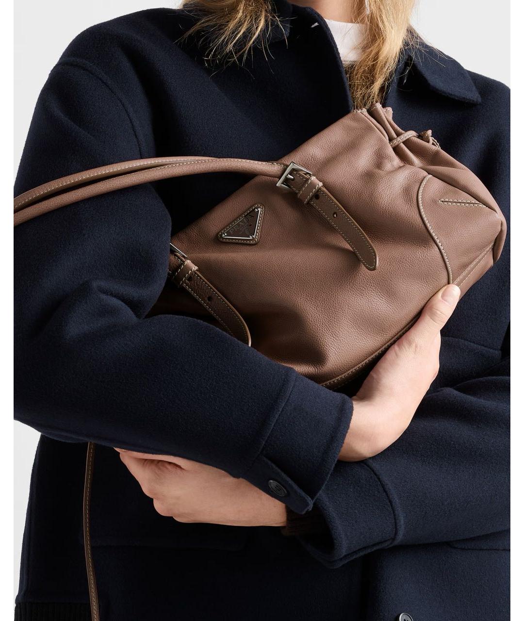 PRADA Коричневая кожаная сумка тоут, фото 2