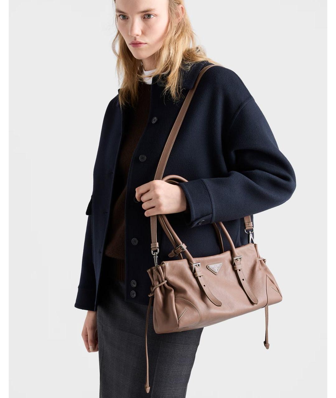 PRADA Коричневая кожаная сумка тоут, фото 5