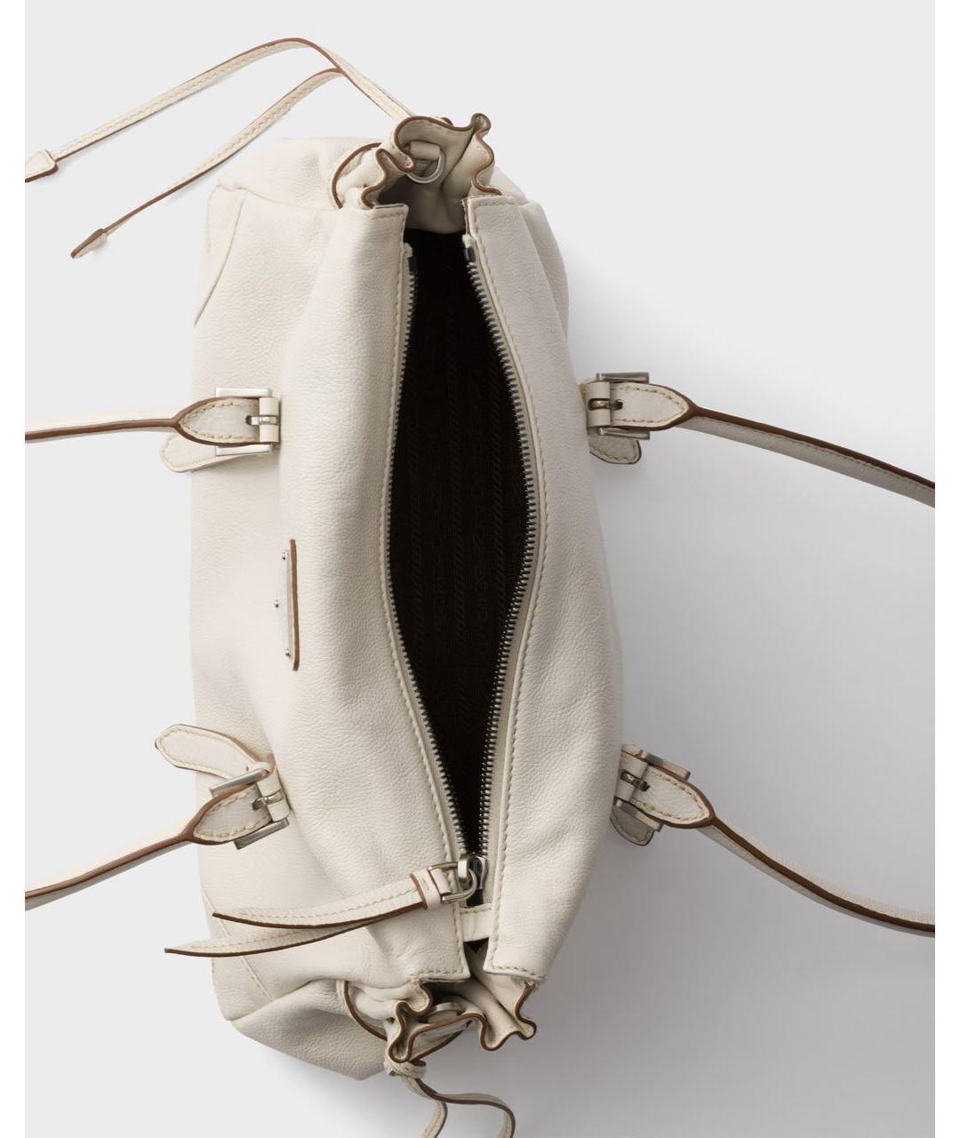 PRADA Белая кожаная сумка тоут, фото 4