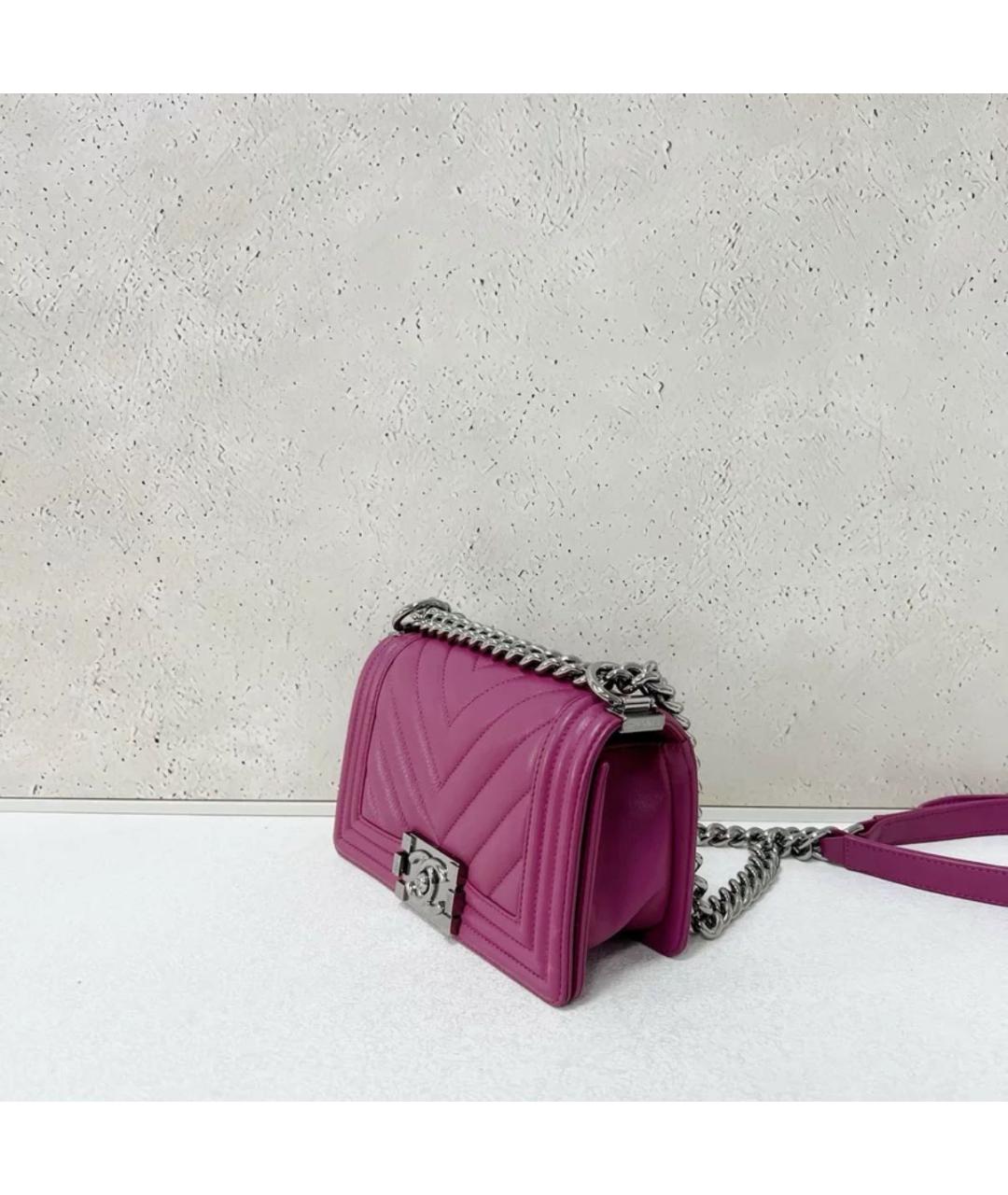 CHANEL Фуксия кожаная сумка через плечо, фото 3