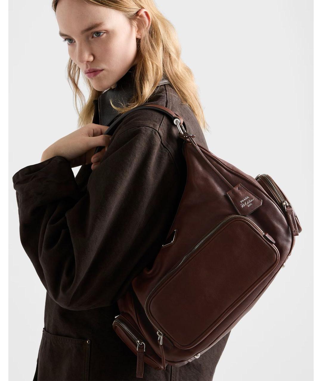 PRADA Коричневая кожаная сумка через плечо, фото 5
