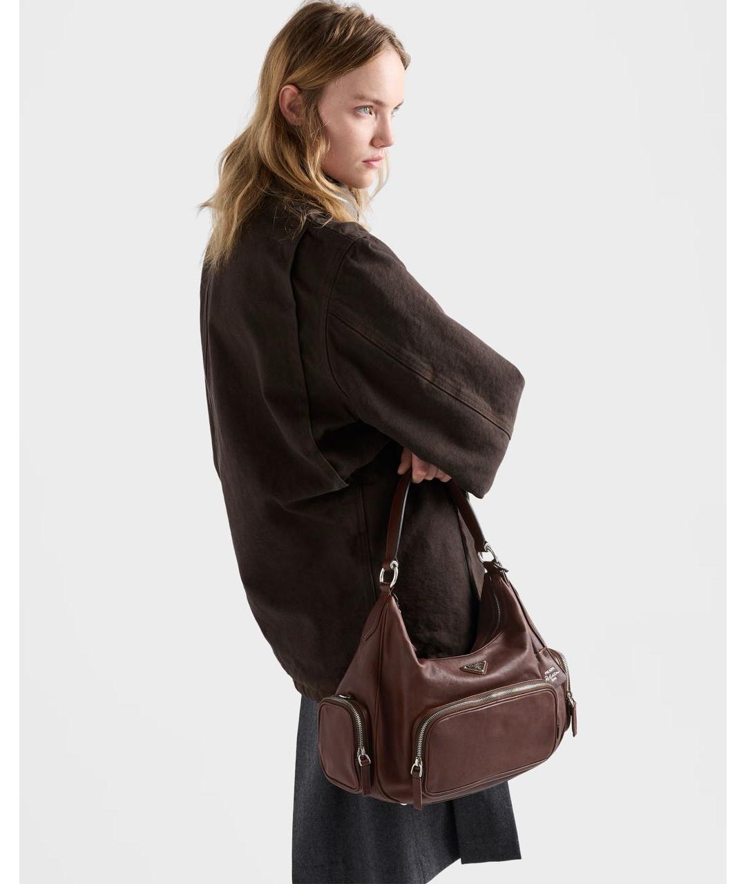 PRADA Коричневая кожаная сумка через плечо, фото 6