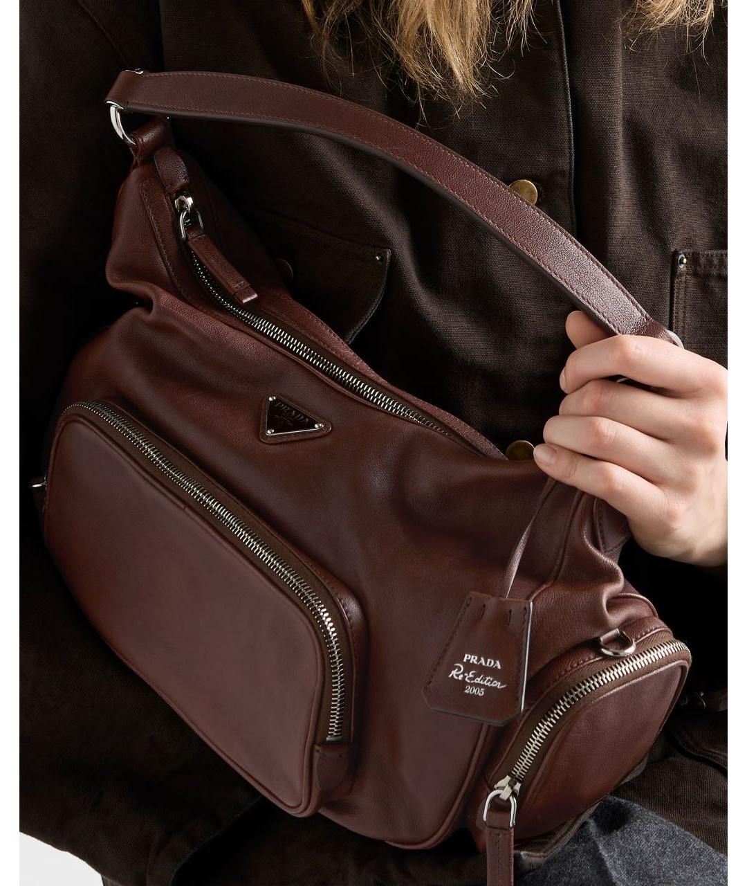 PRADA Коричневая кожаная сумка через плечо, фото 4