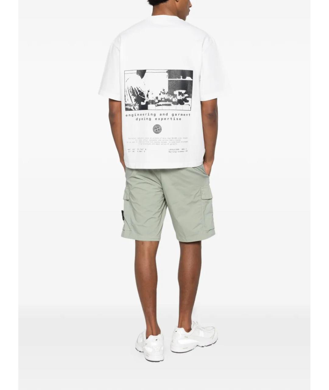 STONE ISLAND Белая хлопковая футболка, фото 3