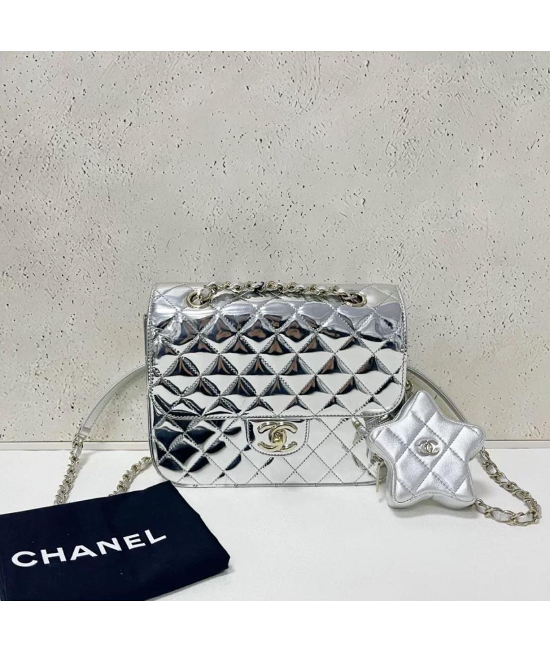 CHANEL Серебряная сумка через плечо, фото 6
