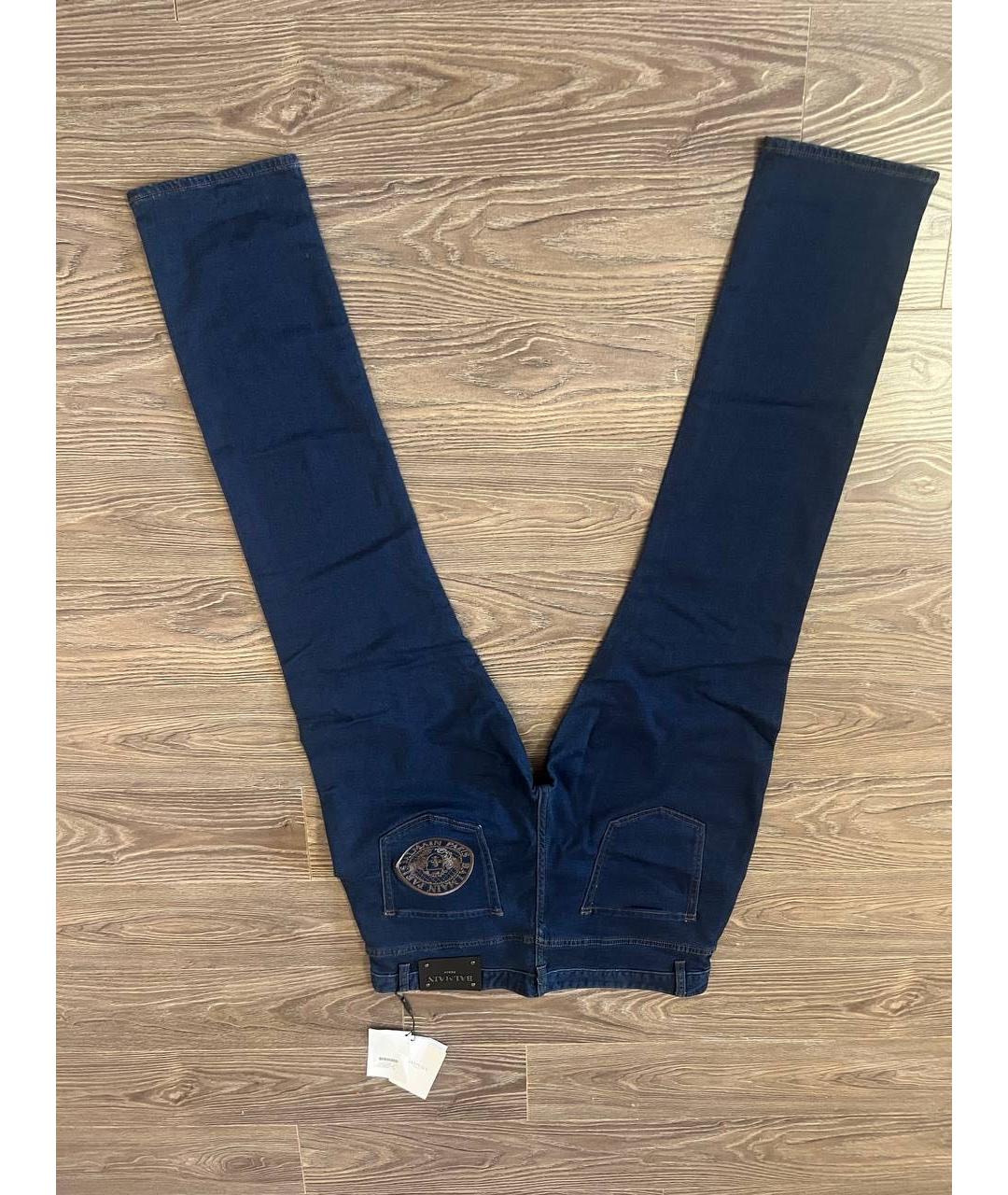 BALMAIN Темно-синие хлопко-эластановые прямые джинсы, фото 3