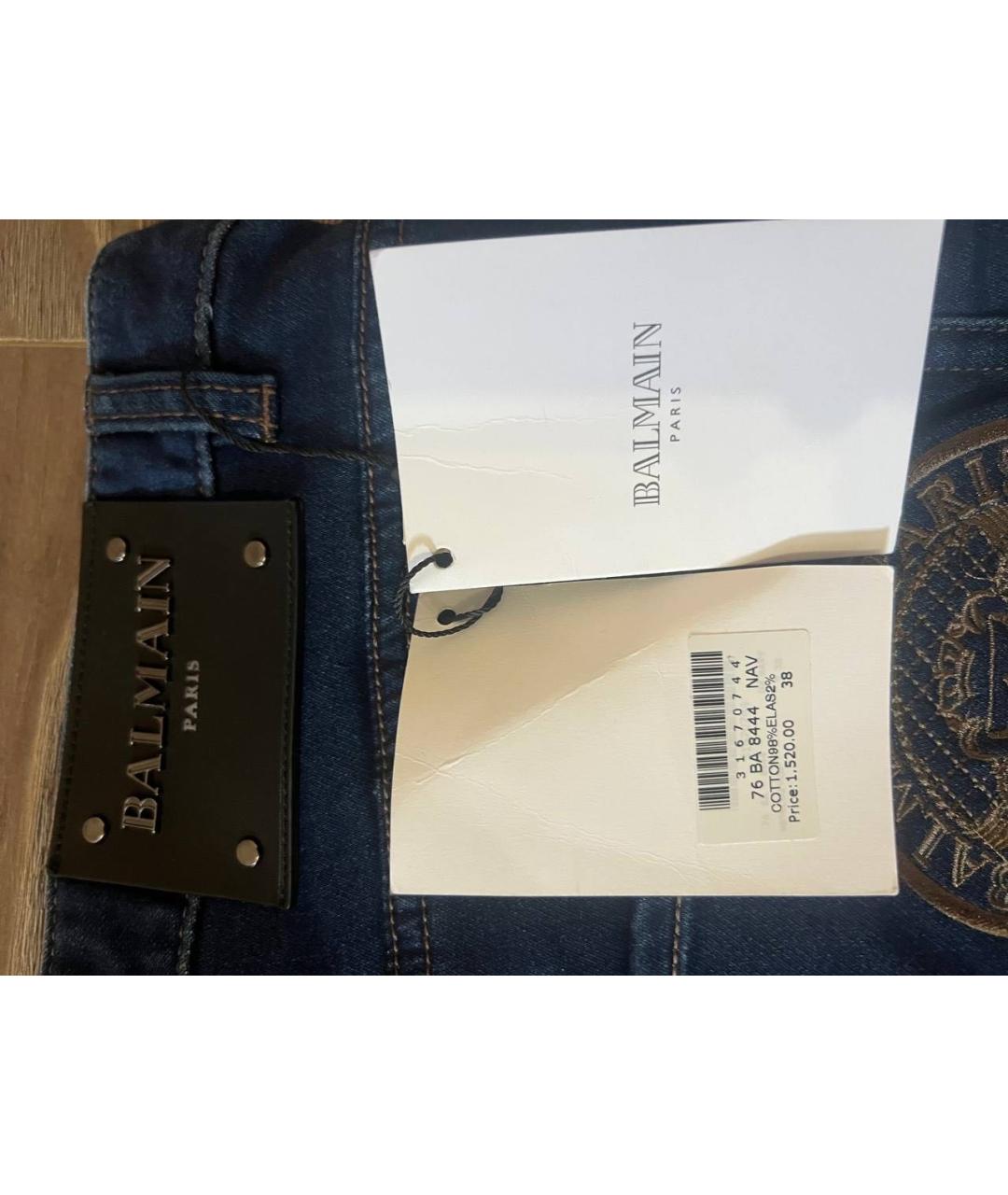 BALMAIN Темно-синие хлопко-эластановые прямые джинсы, фото 2