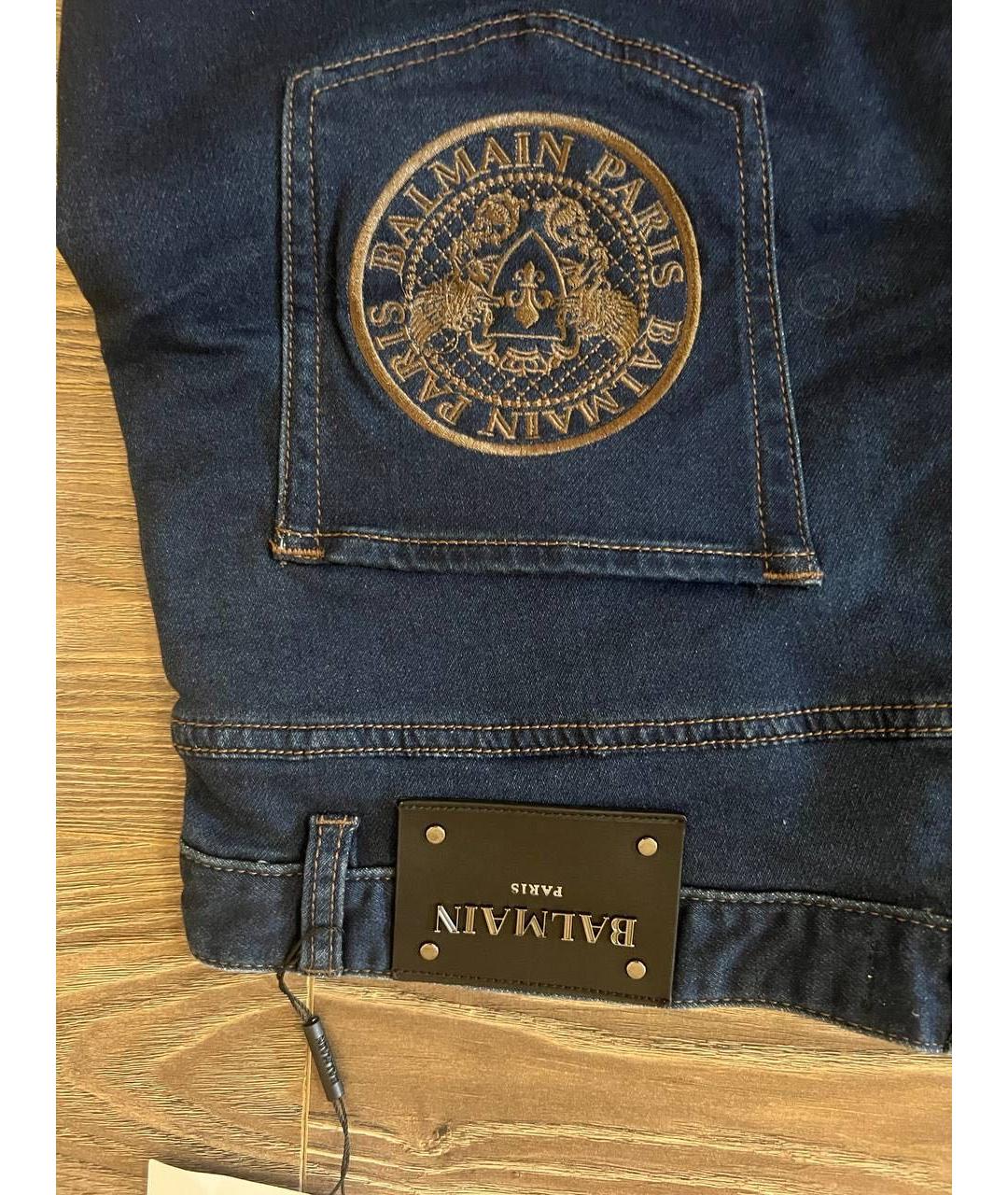 BALMAIN Темно-синие хлопко-эластановые прямые джинсы, фото 4