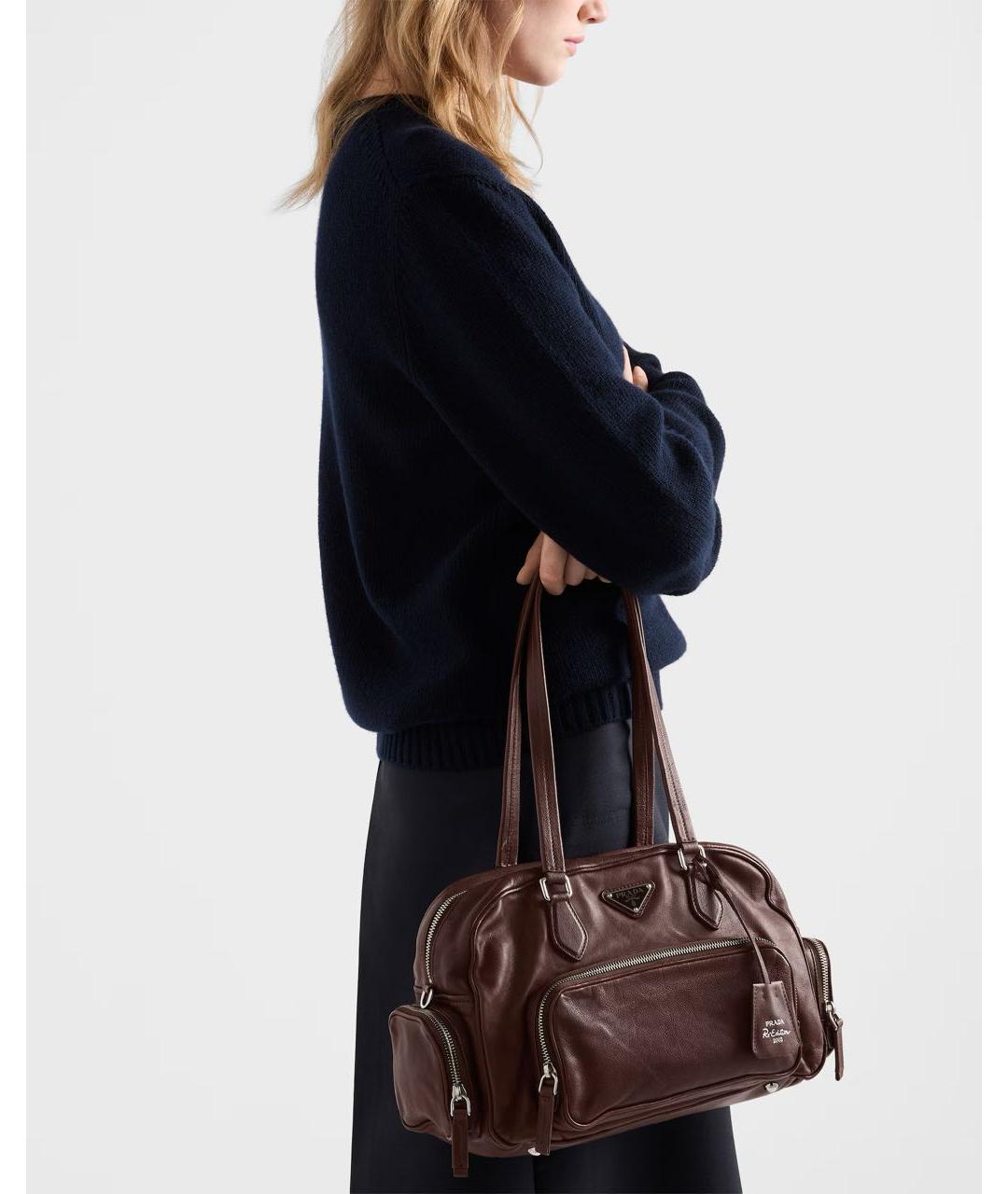 PRADA Коричневая кожаная сумка через плечо, фото 5