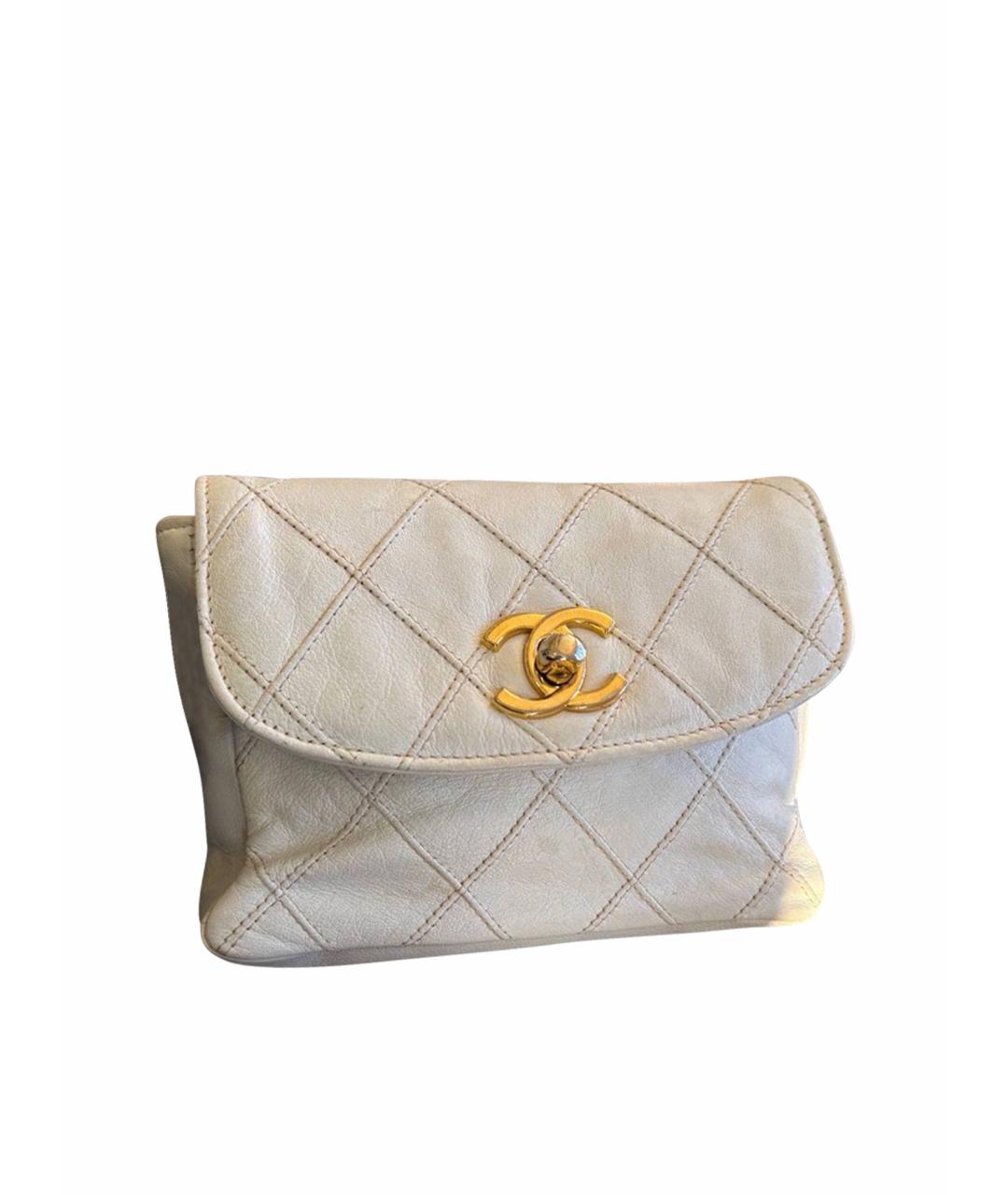 CHANEL Белая кожаная поясная сумка, фото 1
