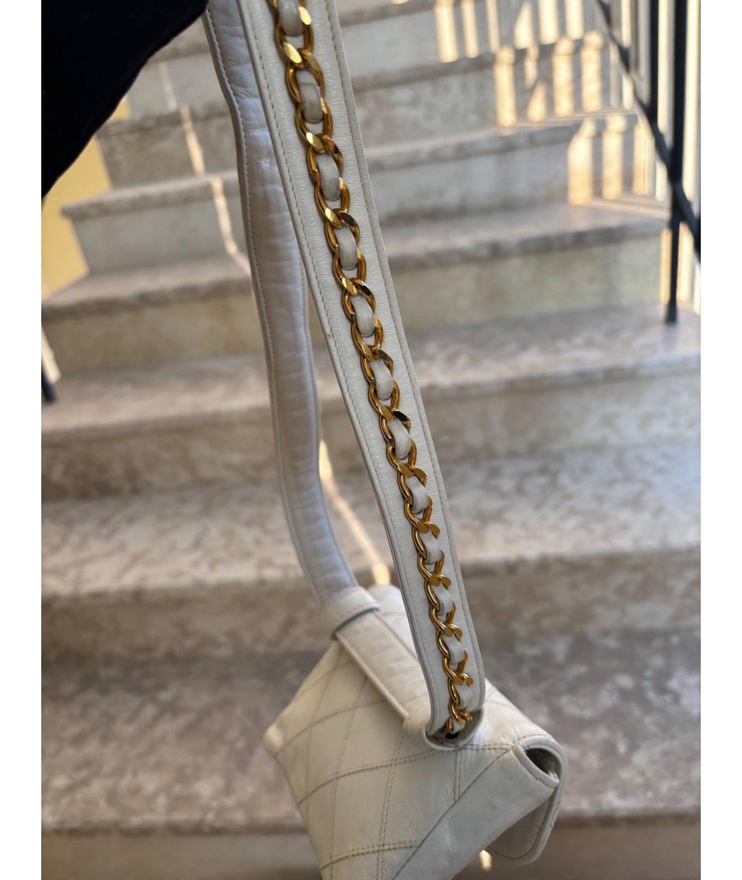 CHANEL Белая кожаная поясная сумка, фото 7