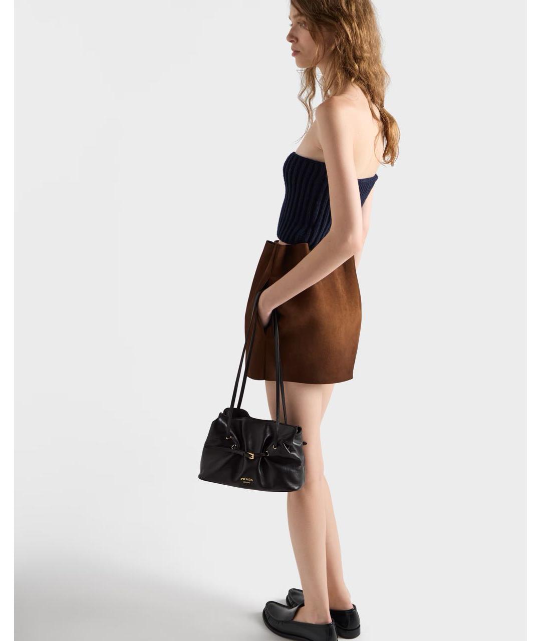 PRADA Черная кожаная сумка через плечо, фото 4