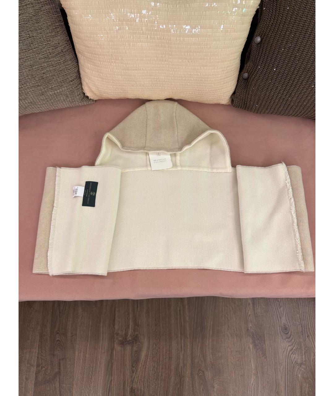 BRUNELLO CUCINELLI Бежевый кашемировый капюшон, фото 2