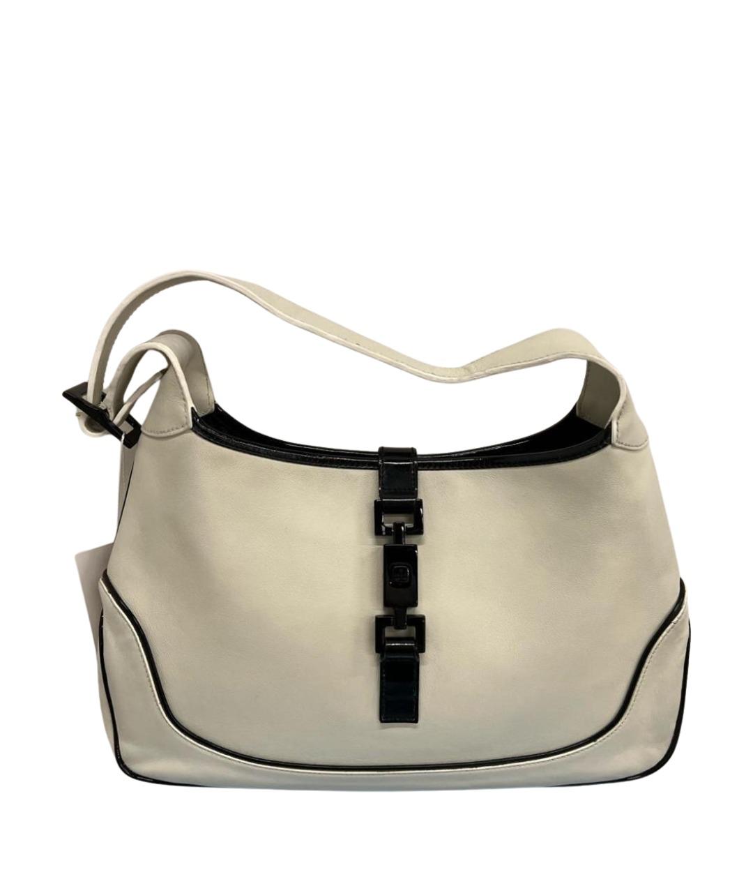 GUCCI Белая кожаная сумка с короткими ручками, фото 1