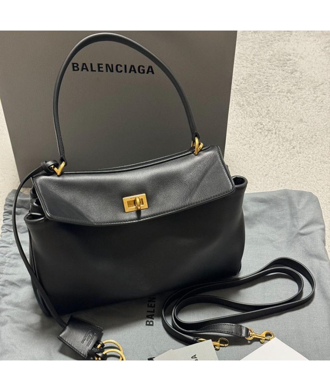 BALENCIAGA Черная кожаная сумка с короткими ручками, фото 2