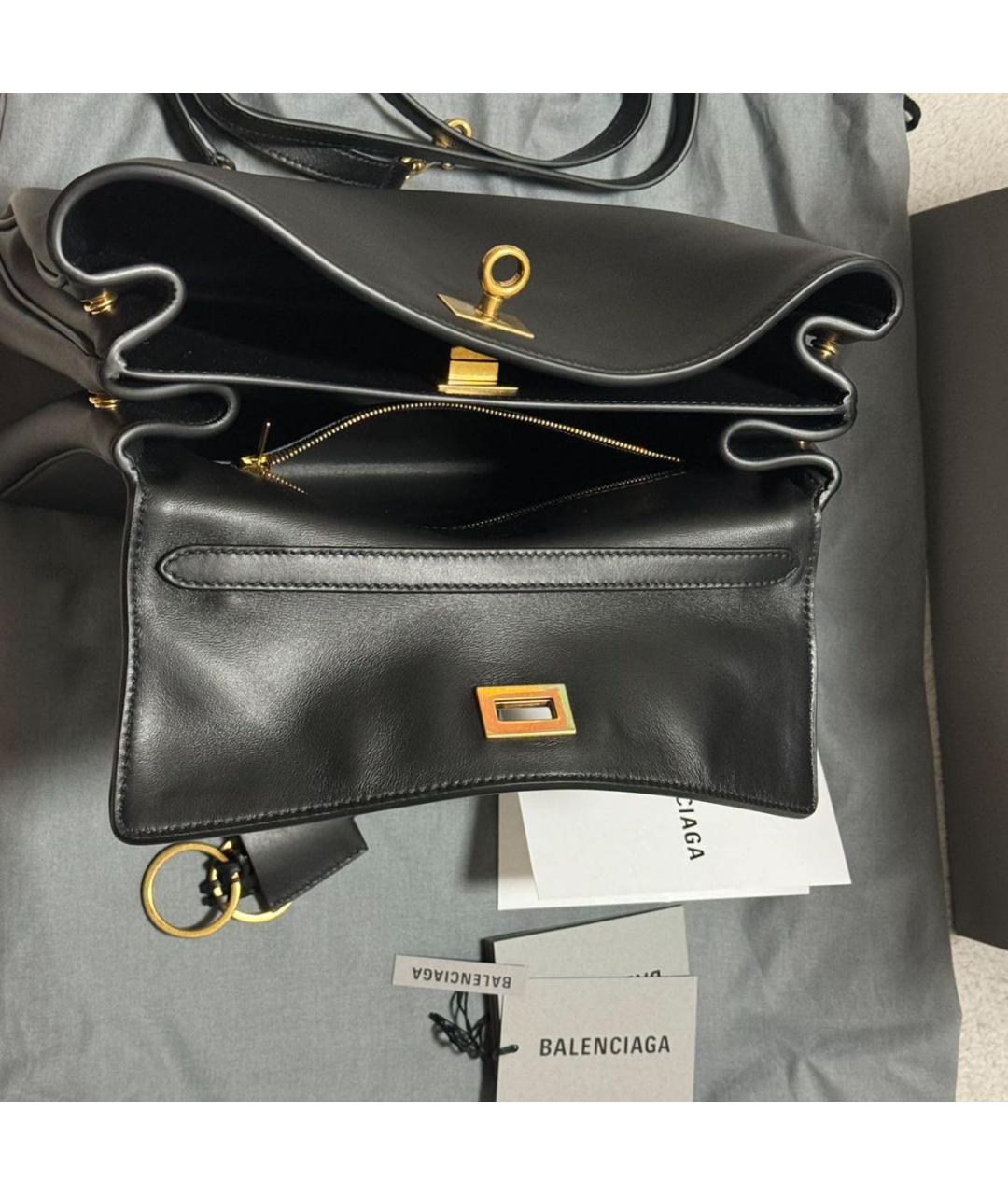 BALENCIAGA Черная кожаная сумка с короткими ручками, фото 4