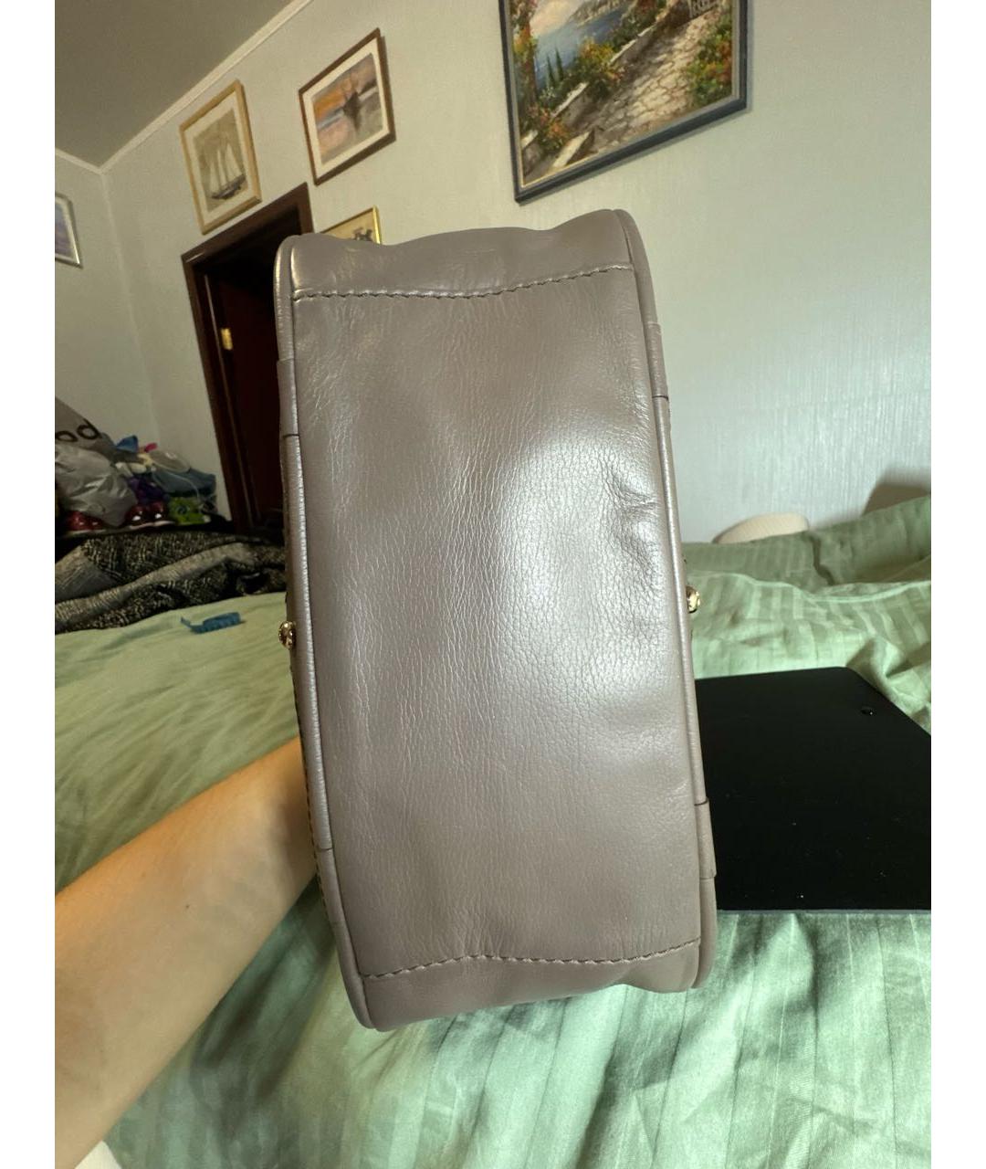 LANCEL Антрацитовая кожаная сумка с короткими ручками, фото 5