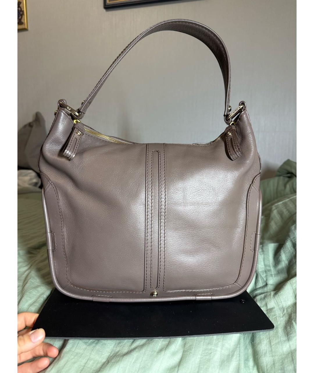 LANCEL Антрацитовая кожаная сумка с короткими ручками, фото 6