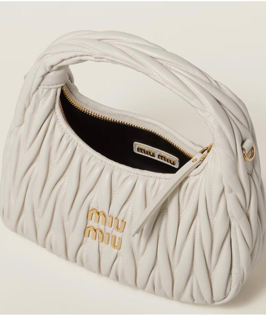 MIU MIU Белая кожаная сумка с короткими ручками, фото 2