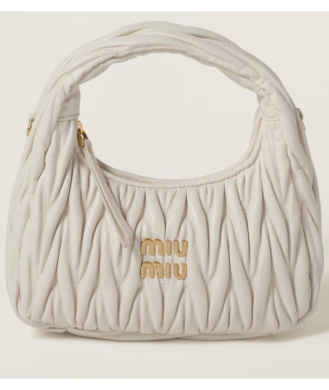 MIU MIU Белая кожаная сумка с короткими ручками, фото 3