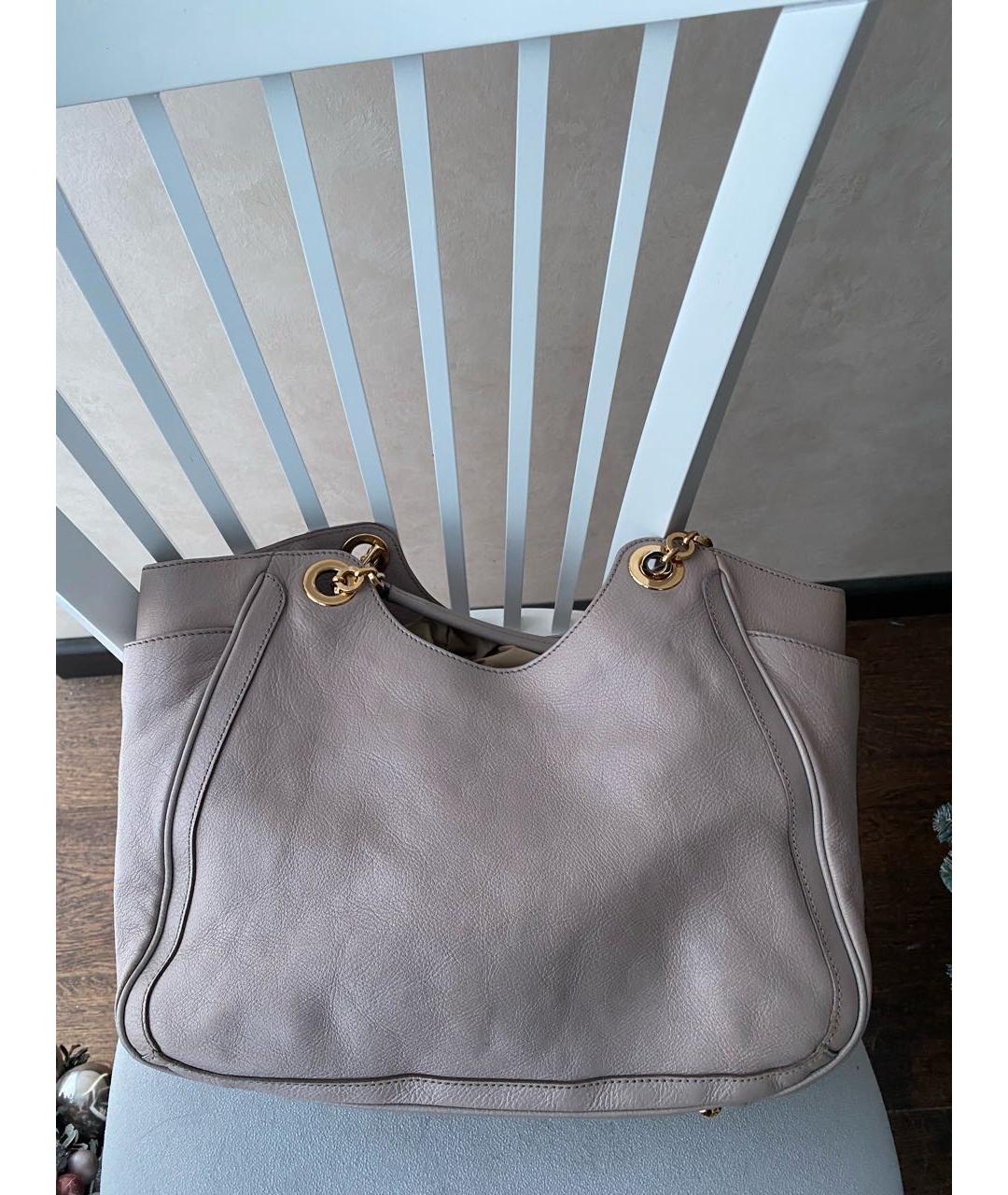 FERRAGAMO Бежевая кожаная сумка тоут, фото 4