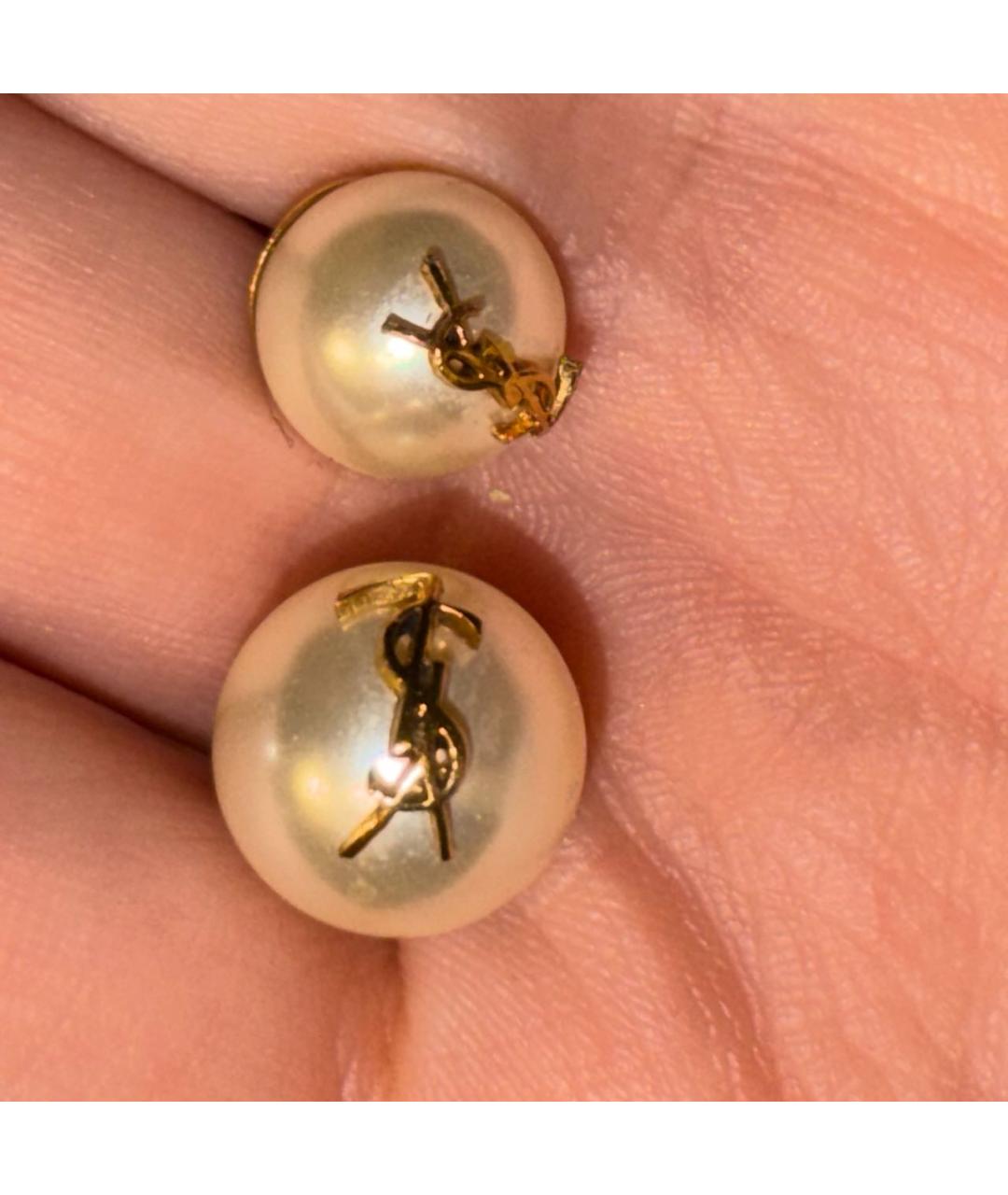 SAINT LAURENT Бежевые жемчужные серьги, фото 5