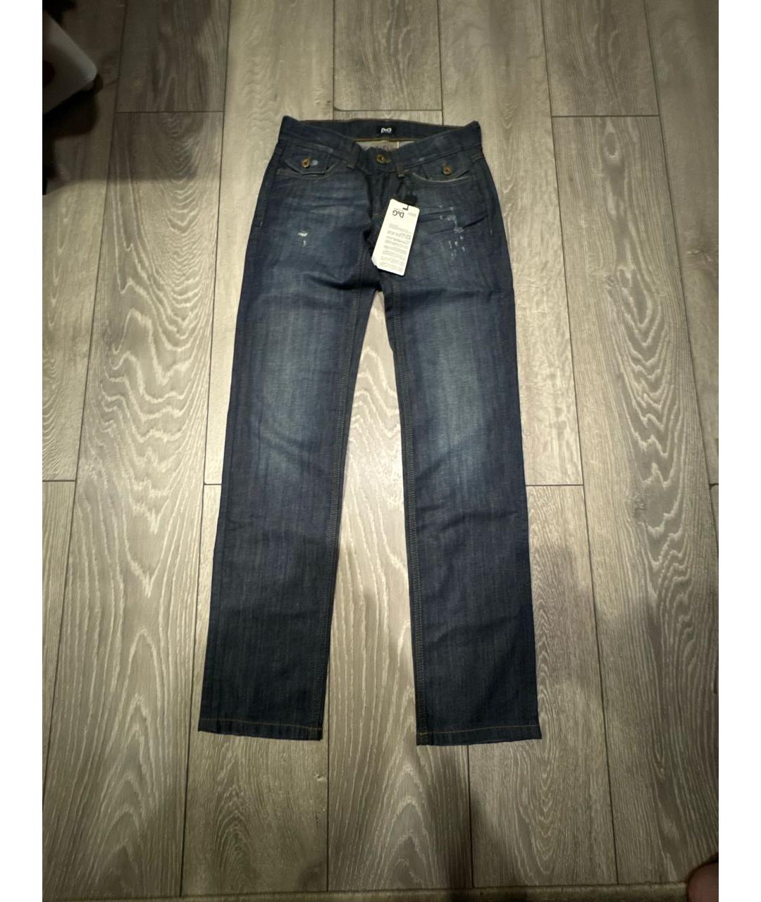 DOLCE&GABBANA Темно-синие хлопковые прямые джинсы, фото 9