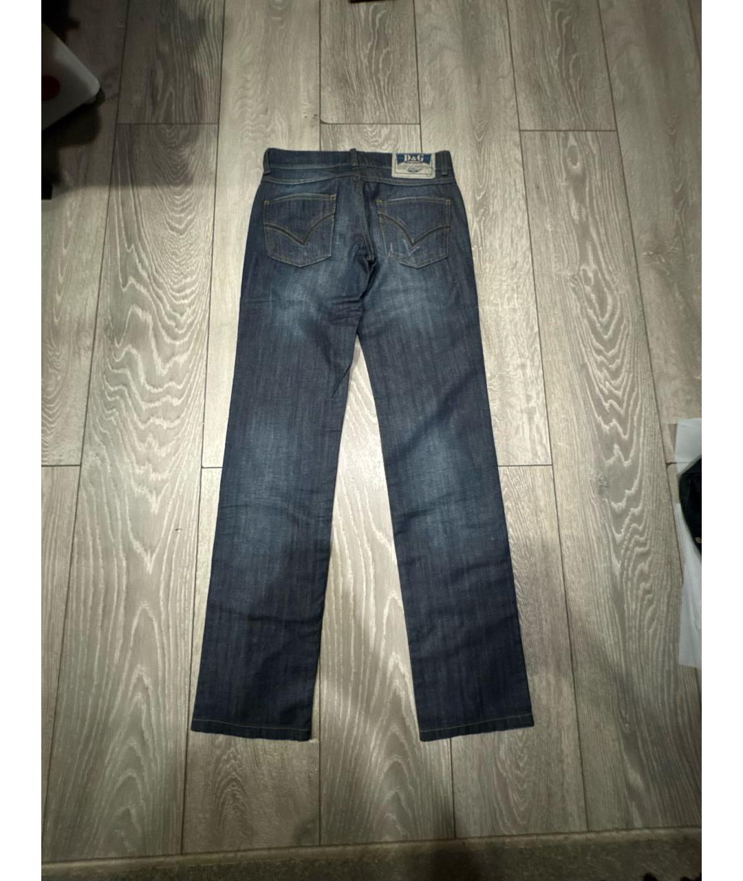 DOLCE&GABBANA Темно-синие хлопковые прямые джинсы, фото 2